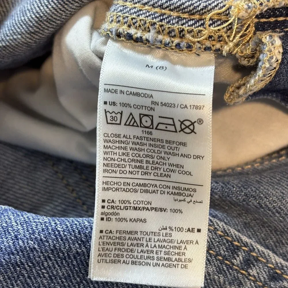 Old Navy Unisex 8 Denim Overalls Distressed Blue Jean Bib 100% Cotton Farmhouse